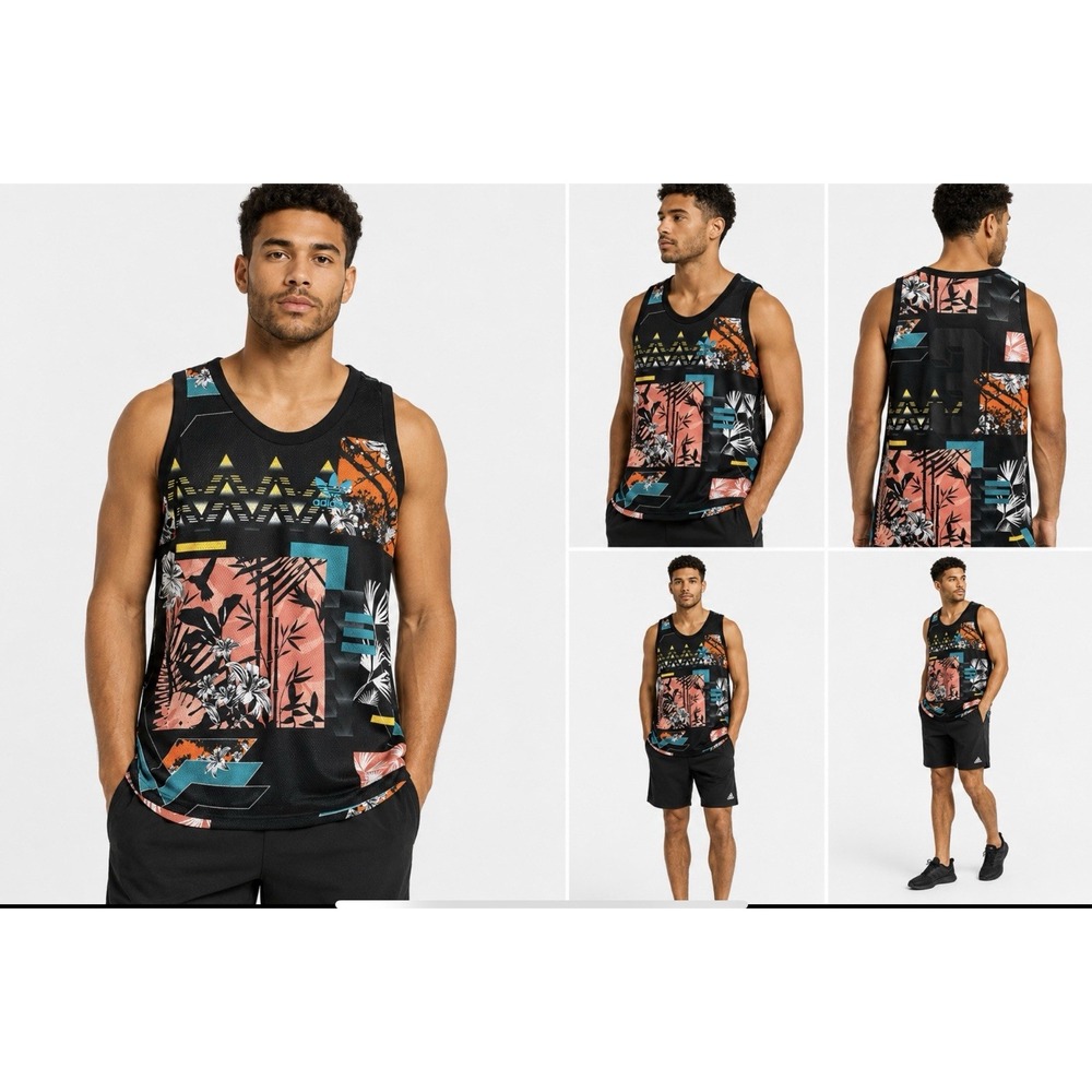Adidas Originals Tropical Graphic Mesh Tank Top Men's 2XL Patchwork Floral 2016